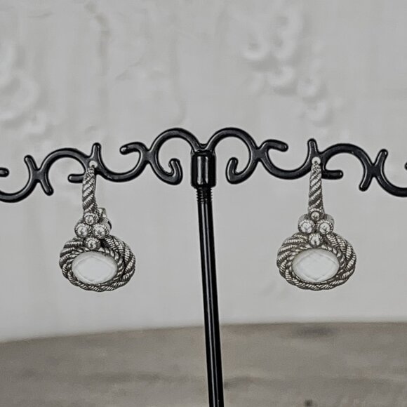 Judith Ripka Sterling Silver CZ Drop Earrings - Picture 9 of 13